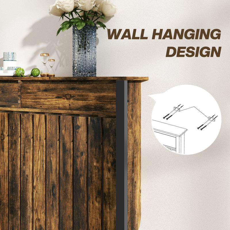 Rustic Wooden Radiator Cover with Black Metal Frame 93 x 88.5cm by HOMCOM