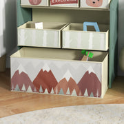 Toddler Bed Frame with Storage Shelf and 6 Fabric Bins for Kids Aged 3 to 6 Years Green AOSOM