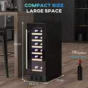 Black 19 Bottle Wine Fridge with Wooden Rack and Adjustable Temperature by HOMCOM
