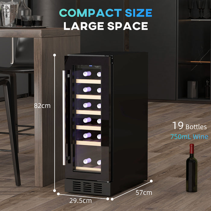 Black 19 Bottle Wine Fridge with Wooden Rack and Adjustable Temperature by HOMCOM