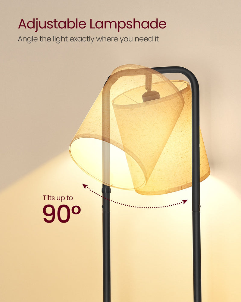 Black Floor Lamp with 3 Shelves for Living Room Lighting and Storage by Vasagle VASAGLE