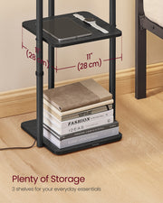 Black Floor Lamp with 3 Shelves for Living Room Lighting and Storage by Vasagle VASAGLE