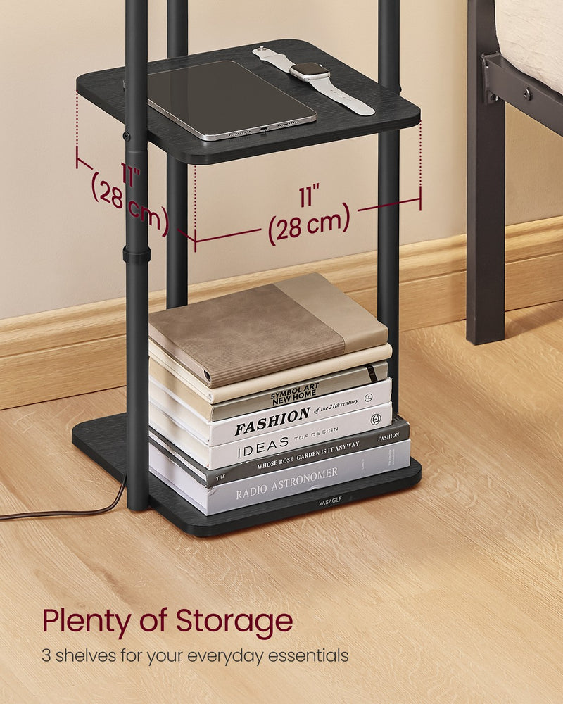 Black Floor Lamp with 3 Shelves for Living Room Lighting and Storage by Vasagle VASAGLE