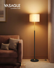 Modern Floor Lamp with Adjustable Height and Fabric Shade for Living Room by Vasagle