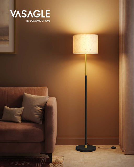 Modern Floor Lamp with Adjustable Height and Fabric Shade for Living Room by Vasagle
