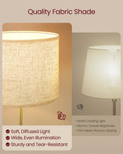 Modern Floor Lamp with Adjustable Height and Fabric Shade for Living Room by Vasagle