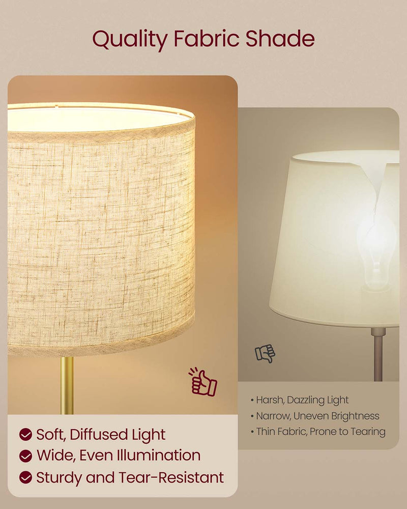 Modern Floor Lamp with Adjustable Height and Fabric Shade for Living Room by Vasagle