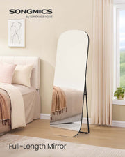 Full Length Standing Mirror with Rounded Corners for Bedroom or Hallway by Songmics