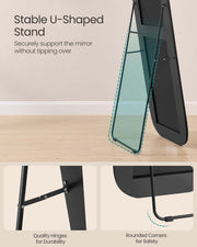 Full Length Standing Mirror with Rounded Corners for Bedroom or Hallway by Songmics