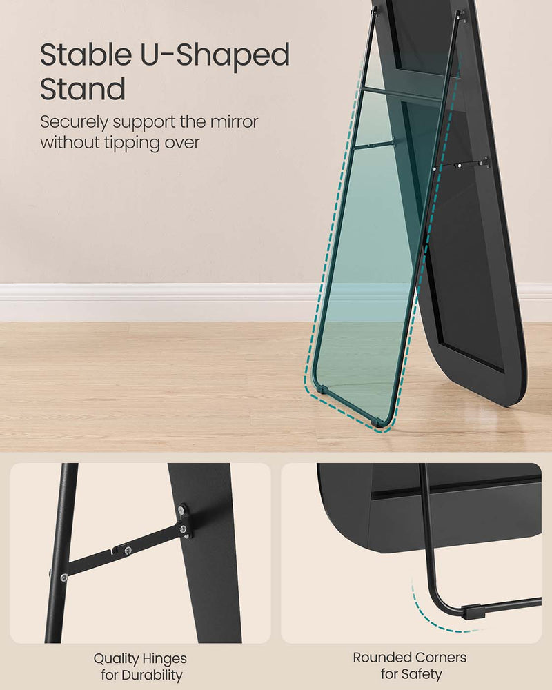 Full Length Standing Mirror with Rounded Corners for Bedroom or Hallway by Songmics