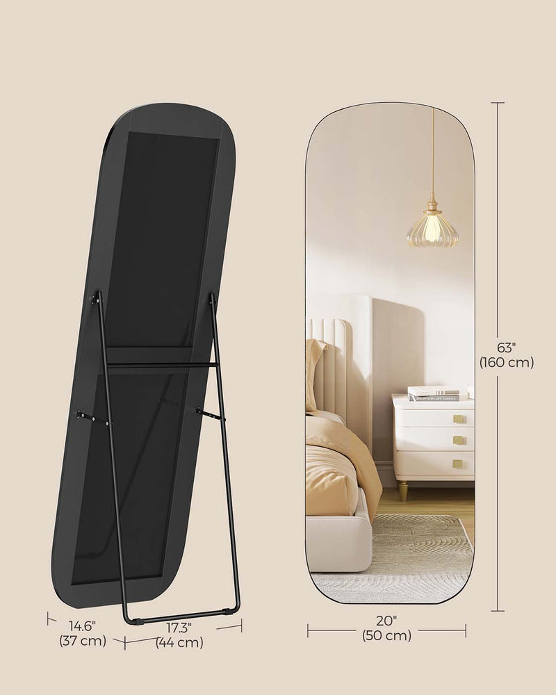 Full Length Standing Mirror with Rounded Corners for Bedroom or Hallway by Songmics