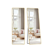 Full Length Rectangular Mirror 160 x 50 cm with Stand in Pale Gold Frame by Songmics