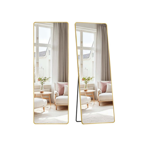 Full Length Rectangular Mirror 160 x 50 cm with Stand in Pale Gold Frame by Songmics