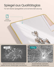 Full Length Rectangular Mirror 160 x 50 cm with Stand in Pale Gold Frame by Songmics