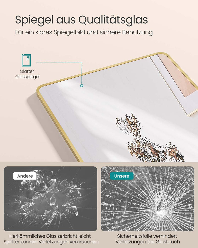 Full Length Rectangular Mirror 160 x 50 cm with Stand in Pale Gold Frame by Songmics