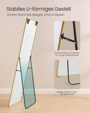 Full Length Rectangular Mirror 160 x 50 cm with Stand in Pale Gold Frame by Songmics