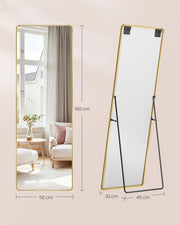 Full Length Rectangular Mirror 160 x 50 cm with Stand in Pale Gold Frame by Songmics