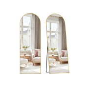 Arched Full Length Mirror 160 x 50 cm with Stand in Pale Gold Frame by Songmics