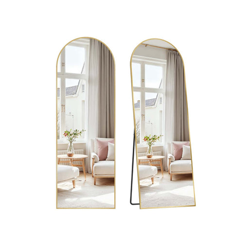 Arched Full Length Mirror 160 x 50 cm with Stand in Pale Gold Frame by Songmics