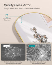 Arched Full Length Mirror 160 x 50 cm with Stand in Pale Gold Frame by Songmics