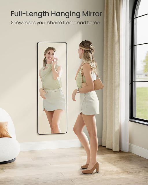 Full Length Mirror 120 x 40 cm Over Door or Wall Mounted in Ink Black by Songmics