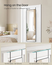 Full Length Mirror 120 x 40 cm Over Door or Wall Mounted in Ink Black by Songmics