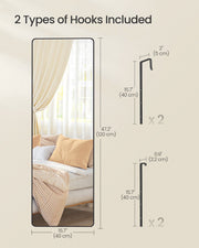 Full Length Mirror 120 x 40 cm Over Door or Wall Mounted in Ink Black by Songmics