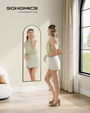 Arched Full Length Floor Mirror for Wall or Door Mounting Space Saving Design by Songmics