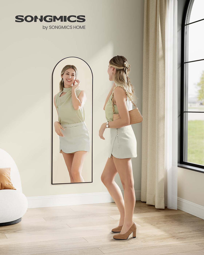 Arched Full Length Floor Mirror for Wall or Door Mounting Space Saving Design by Songmics