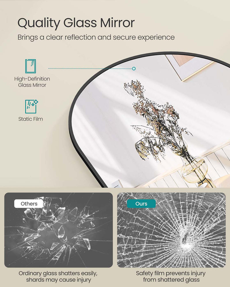 Arched Full Length Floor Mirror for Wall or Door Mounting Space Saving Design by Songmics