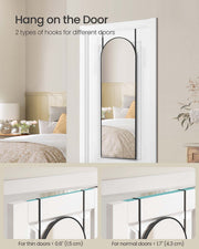 Arched Full Length Floor Mirror for Wall or Door Mounting Space Saving Design by Songmics