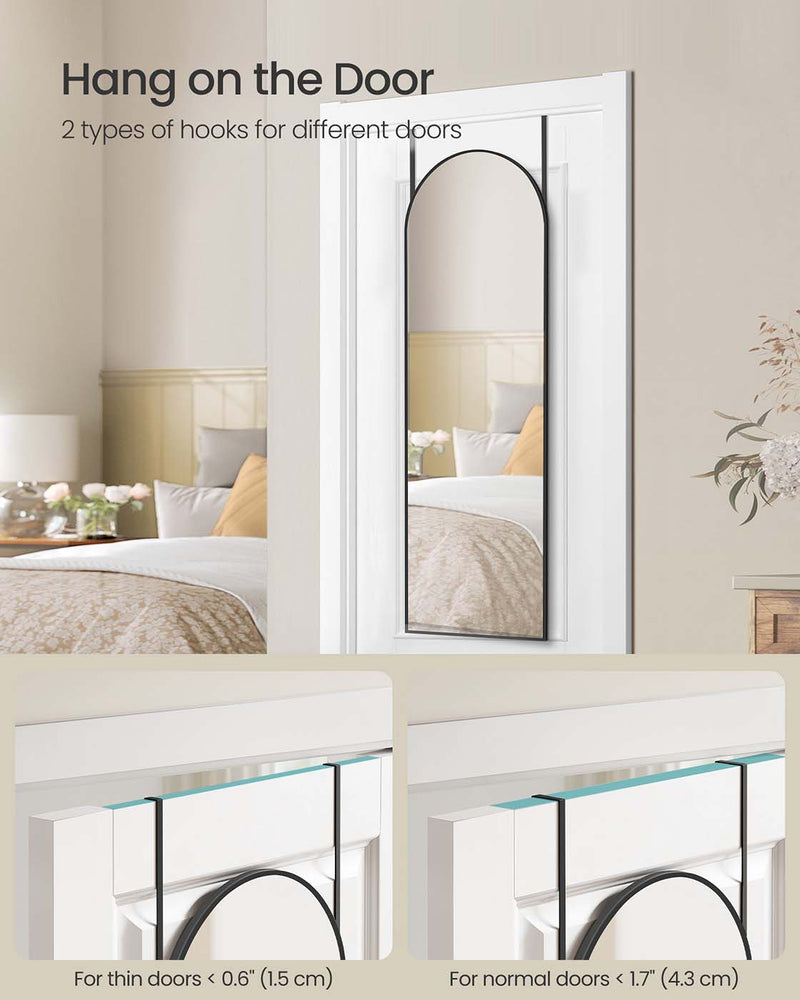 Arched Full Length Floor Mirror for Wall or Door Mounting Space Saving Design by Songmics