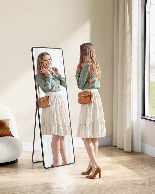 Full Length Standing Mirror 150 x 40 cm Rectangular Design in Ink Black by Songmics