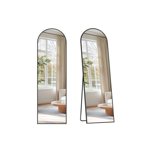 Arched Full Length Mirror with Stand 150 x 40 cm Ink Black Frame for Bedroom by Songmics