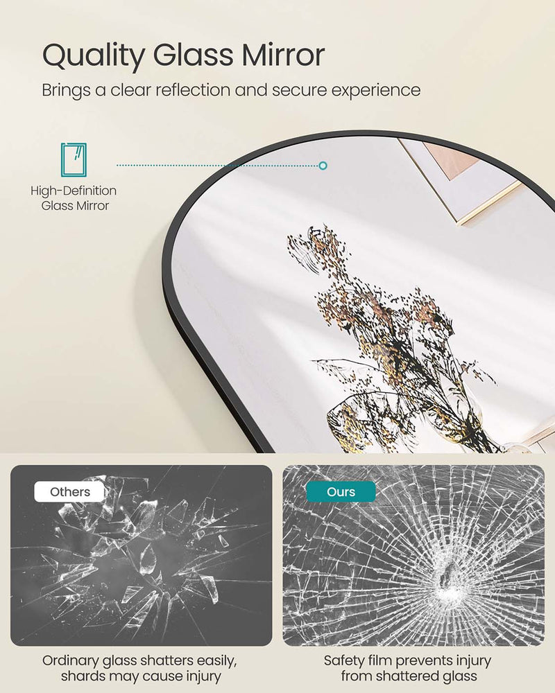 Arched Full Length Mirror with Stand 150 x 40 cm Ink Black Frame for Bedroom by Songmics