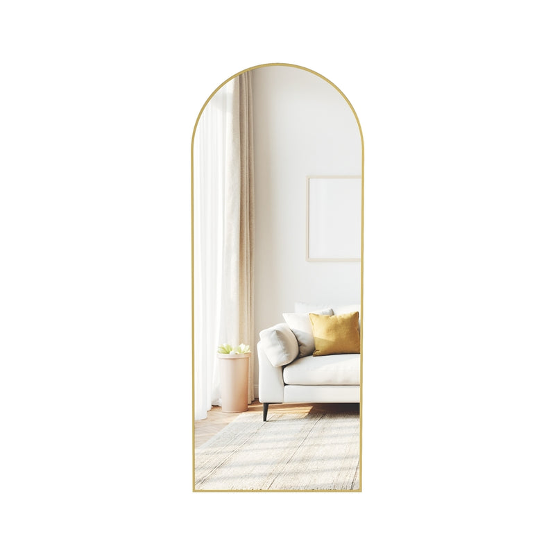 Songmics pale gold arched full body mirror with stand, full view