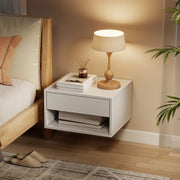 Floating Bedside Tables Set of 2 with Drawer and Shelf for Space Saving Bedroom Storage White AOSOM