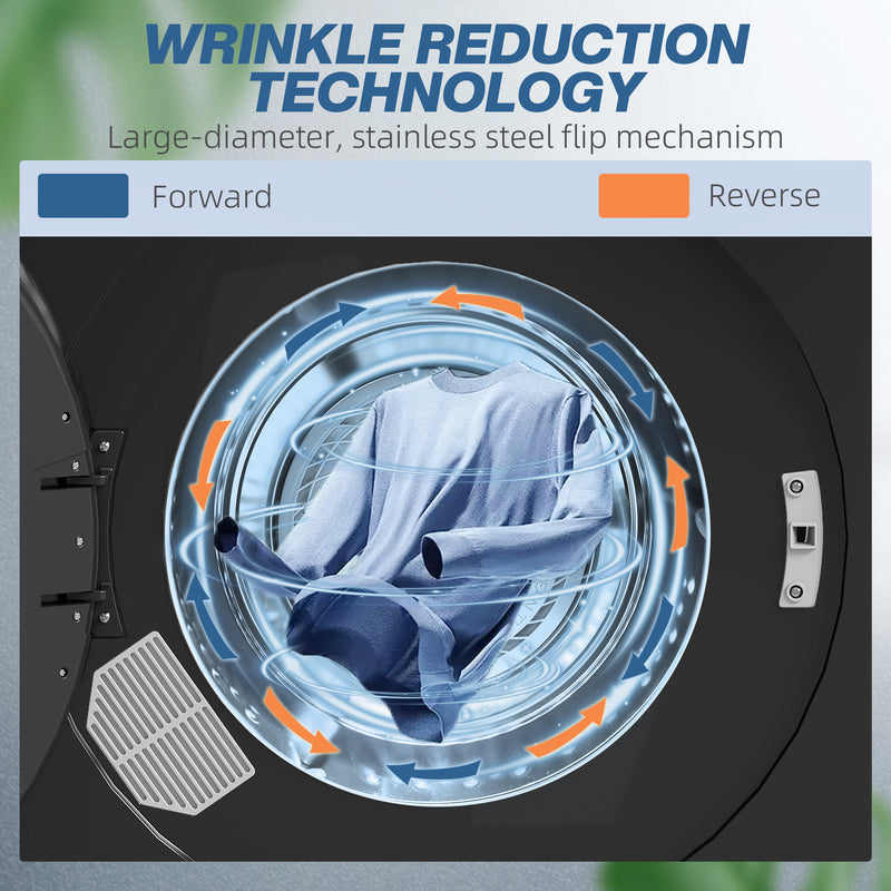 4kg Compact Tumble Dryer with Adjustable 40 to 60 Degree Heat Ideal for Small Spaces, Black