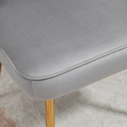 Set of 2 Velvet Dining Chairs with Gold Legs and Padded Backrest for Lounge Use Grey