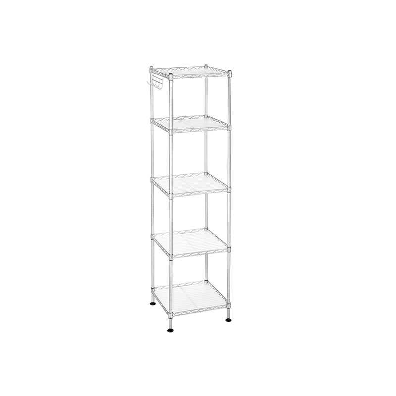 Three Tier Silver Bathroom Shelf Freestanding Storage Rack for Towels and Toiletries by Songmics