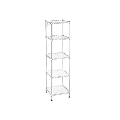 Three Tier Silver Bathroom Shelf Freestanding Storage Rack for Towels and Toiletries by Songmics