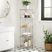 Three Tier Silver Bathroom Shelf Freestanding Storage Rack for Towels and Toiletries by Songmics