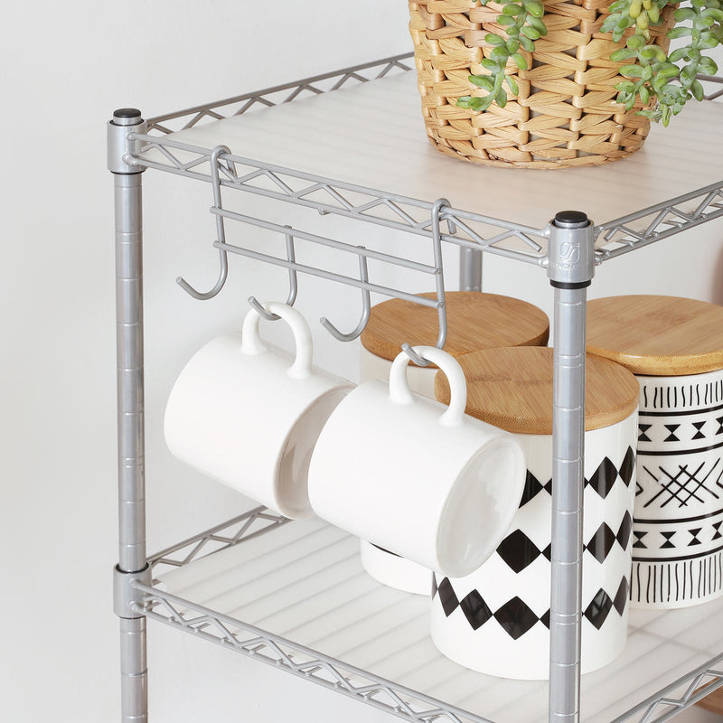 Three Tier Silver Bathroom Shelf Freestanding Storage Rack for Towels and Toiletries by Songmics