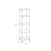 Three Tier Silver Bathroom Shelf Freestanding Storage Rack for Towels and Toiletries by Songmics