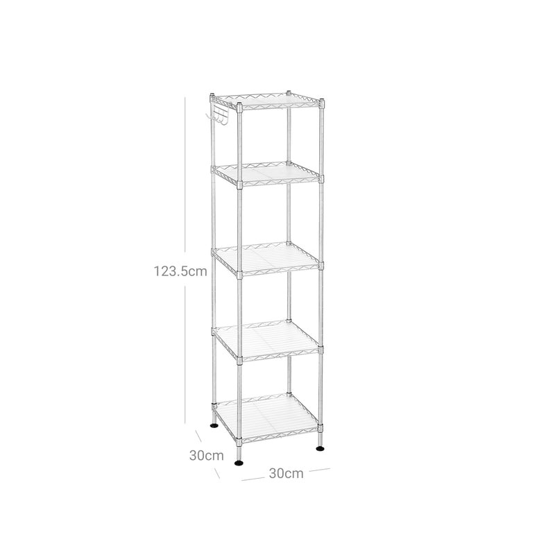 Three Tier Silver Bathroom Shelf Freestanding Storage Rack for Towels and Toiletries by Songmics