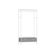 Cloud White and Dove Grey Clothes Rack with Mesh Shelf for Bedroom or Hallway by Songmics