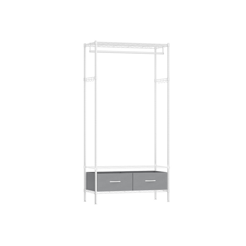 Cloud White and Dove Grey Clothes Rack with Mesh Shelf for Bedroom or Hallway by Songmics