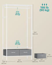 Cloud White and Dove Grey Clothes Rack with Mesh Shelf for Bedroom or Hallway by Songmics