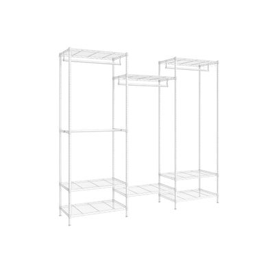 White Portable Wardrobe with Dividable Sections and Open Storage Design by Songmics
