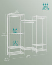 White Portable Wardrobe with Dividable Sections and Open Storage Design by Songmics
